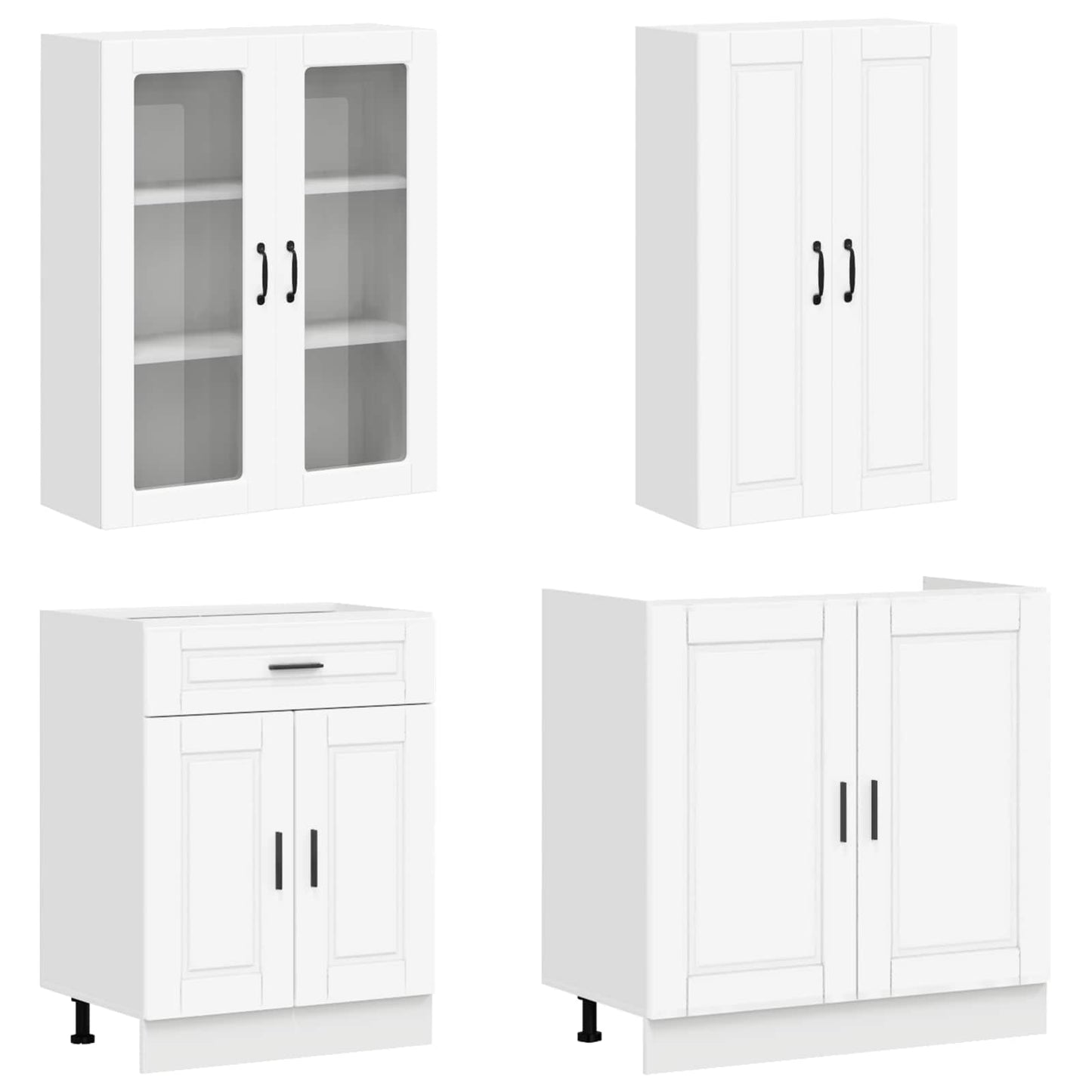 vidaXL Kitchen Unit PORTO 4 pcs White Engineered Wood