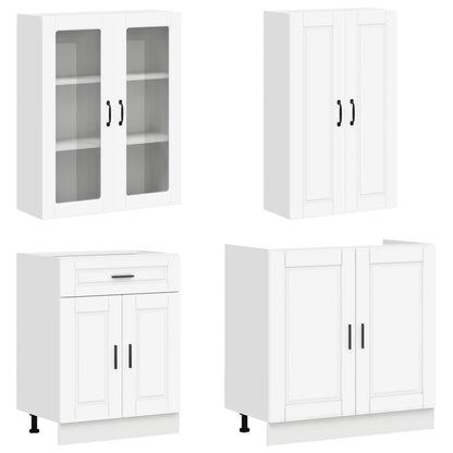 vidaXL Kitchen Unit PORTO 4 pcs White Engineered Wood