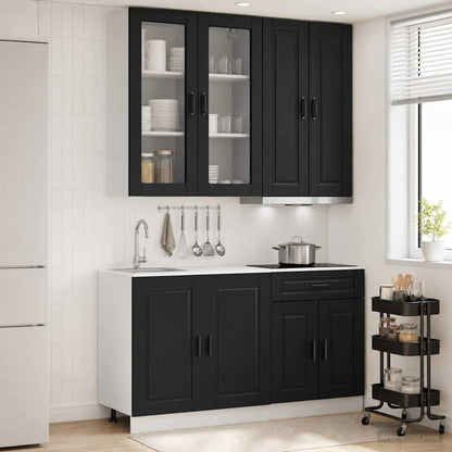 vidaXL Kitchen Unit PORTO 4 pcs Black Engineered Wood