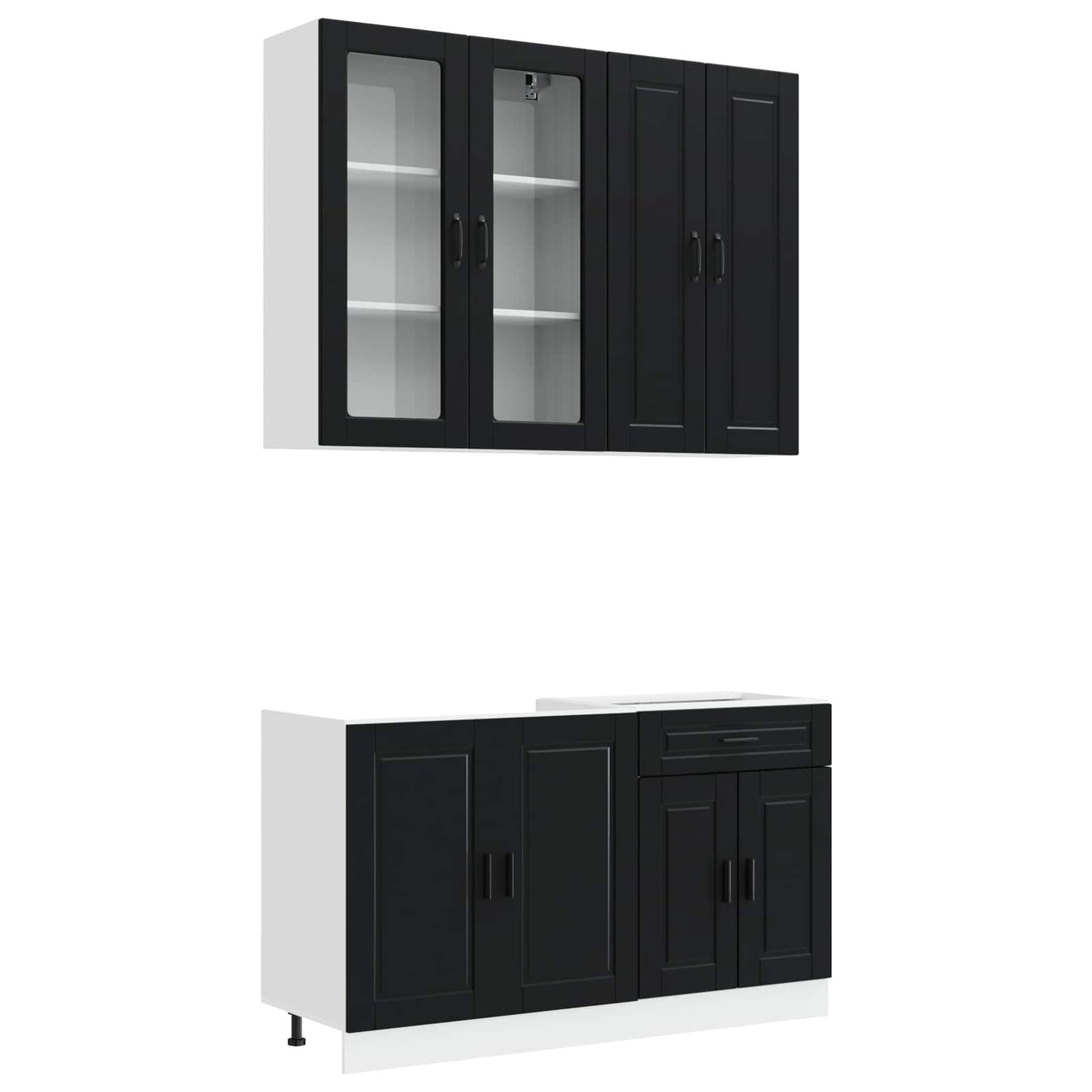vidaXL Kitchen Unit PORTO 4 pcs Black Engineered Wood