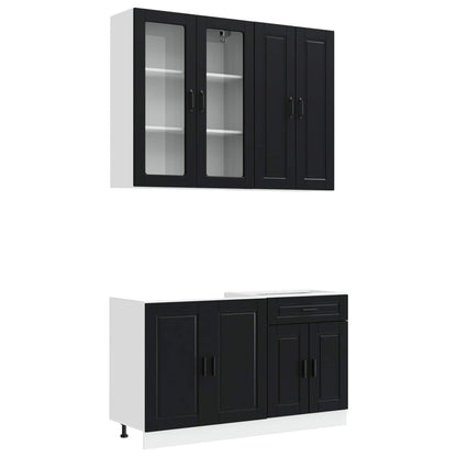 vidaXL Kitchen Unit PORTO 4 pcs Black Engineered Wood
