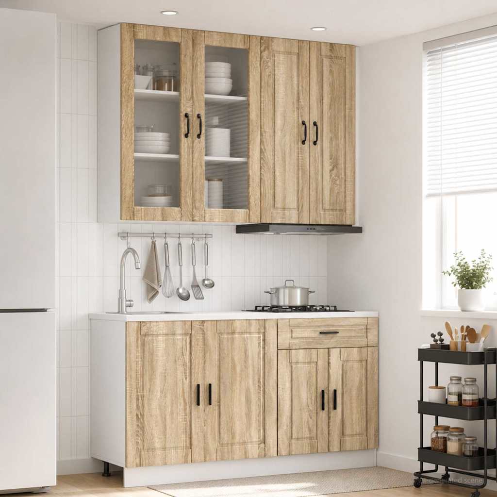 vidaXL Kitchen Unit PORTO 4 pcs Sonoma Oak Engineered Wood