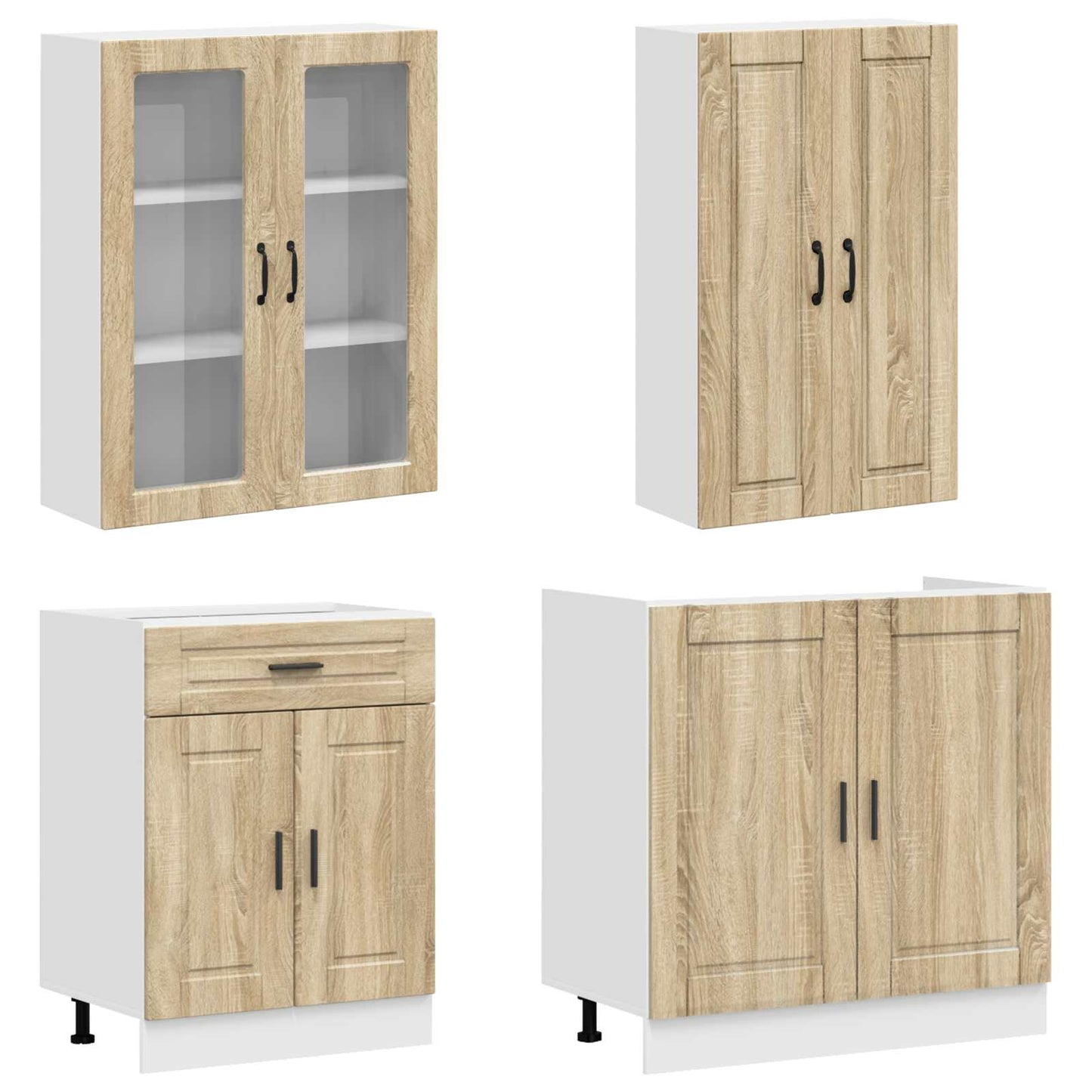 vidaXL Kitchen Unit PORTO 4 pcs Sonoma Oak Engineered Wood