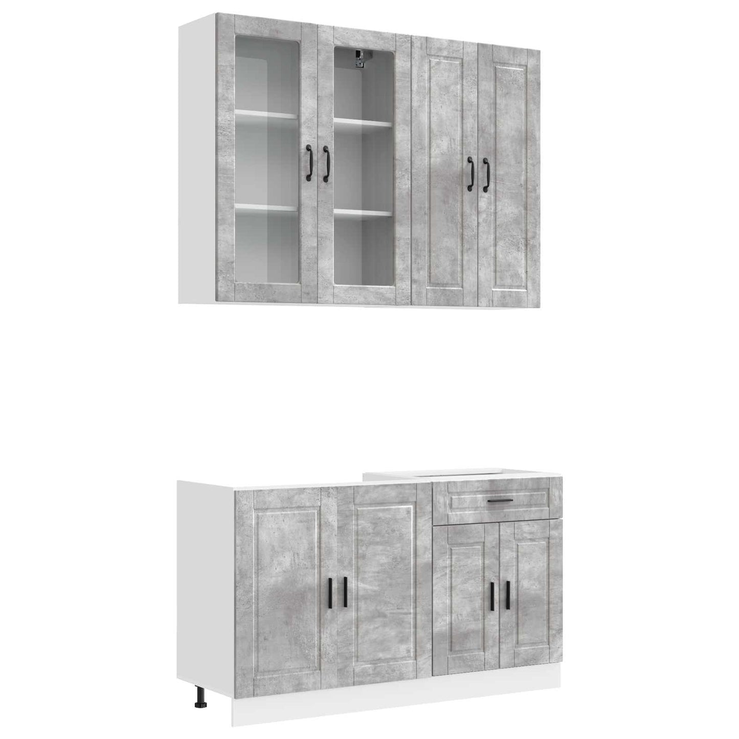 vidaXL Kitchen Unit PORTO 4 pcs Concrete Grey Engineered Wood