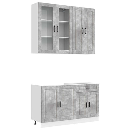 vidaXL Kitchen Unit PORTO 4 pcs Concrete Grey Engineered Wood