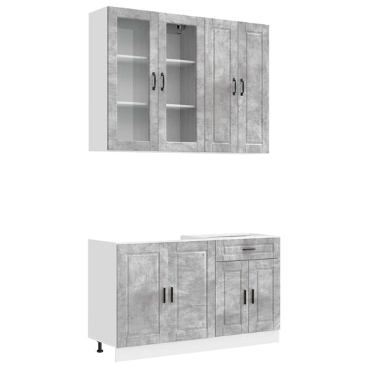 vidaXL Kitchen Unit PORTO 4 pcs Concrete Grey Engineered Wood