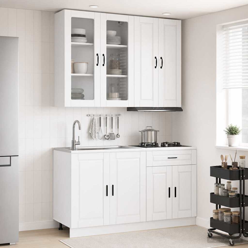 vidaXL Kitchen Unit PORTO 4 pcs High Gloss White Engineered Wood