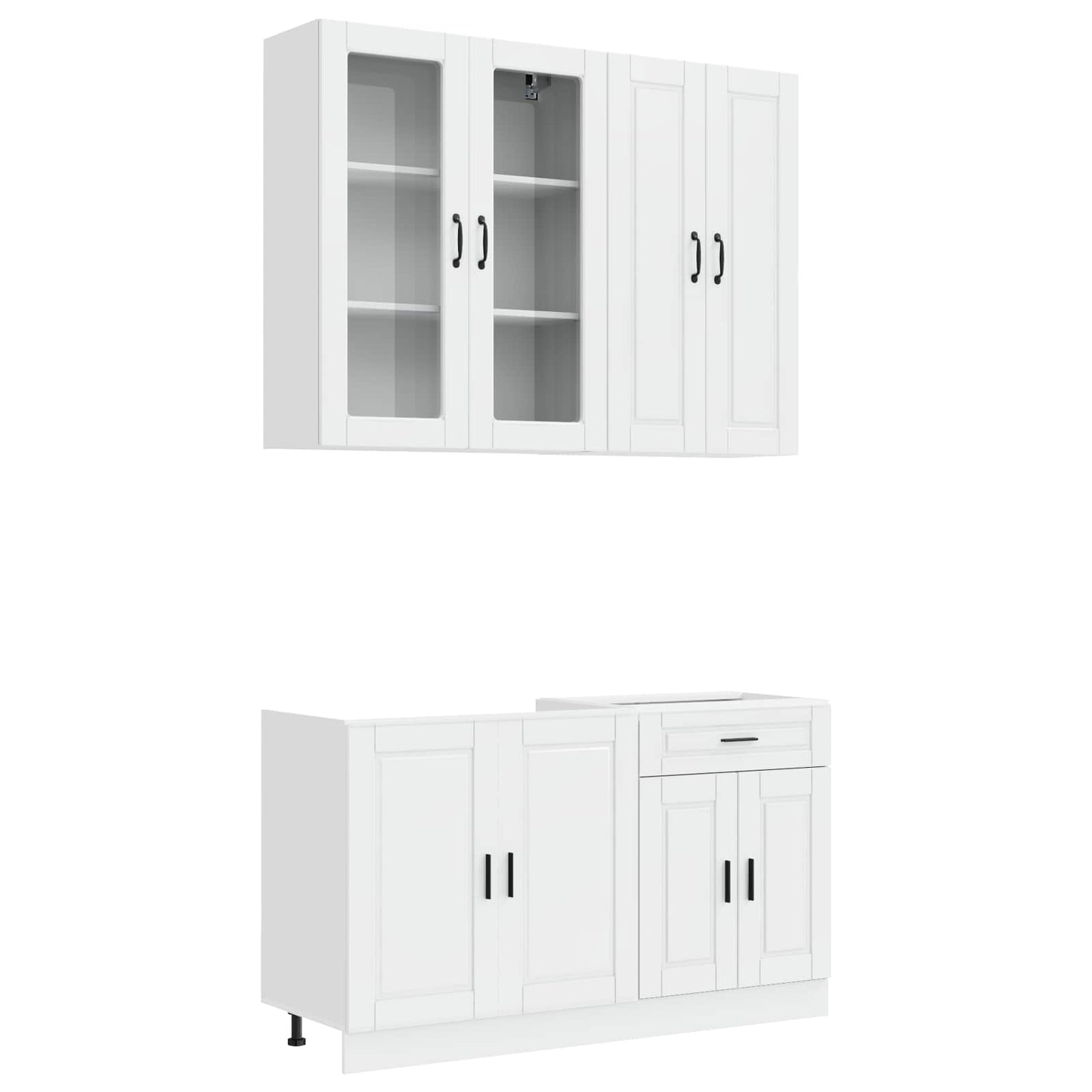 vidaXL Kitchen Unit PORTO 4 pcs High Gloss White Engineered Wood
