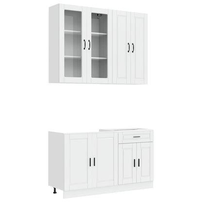 vidaXL Kitchen Unit PORTO 4 pcs High Gloss White Engineered Wood