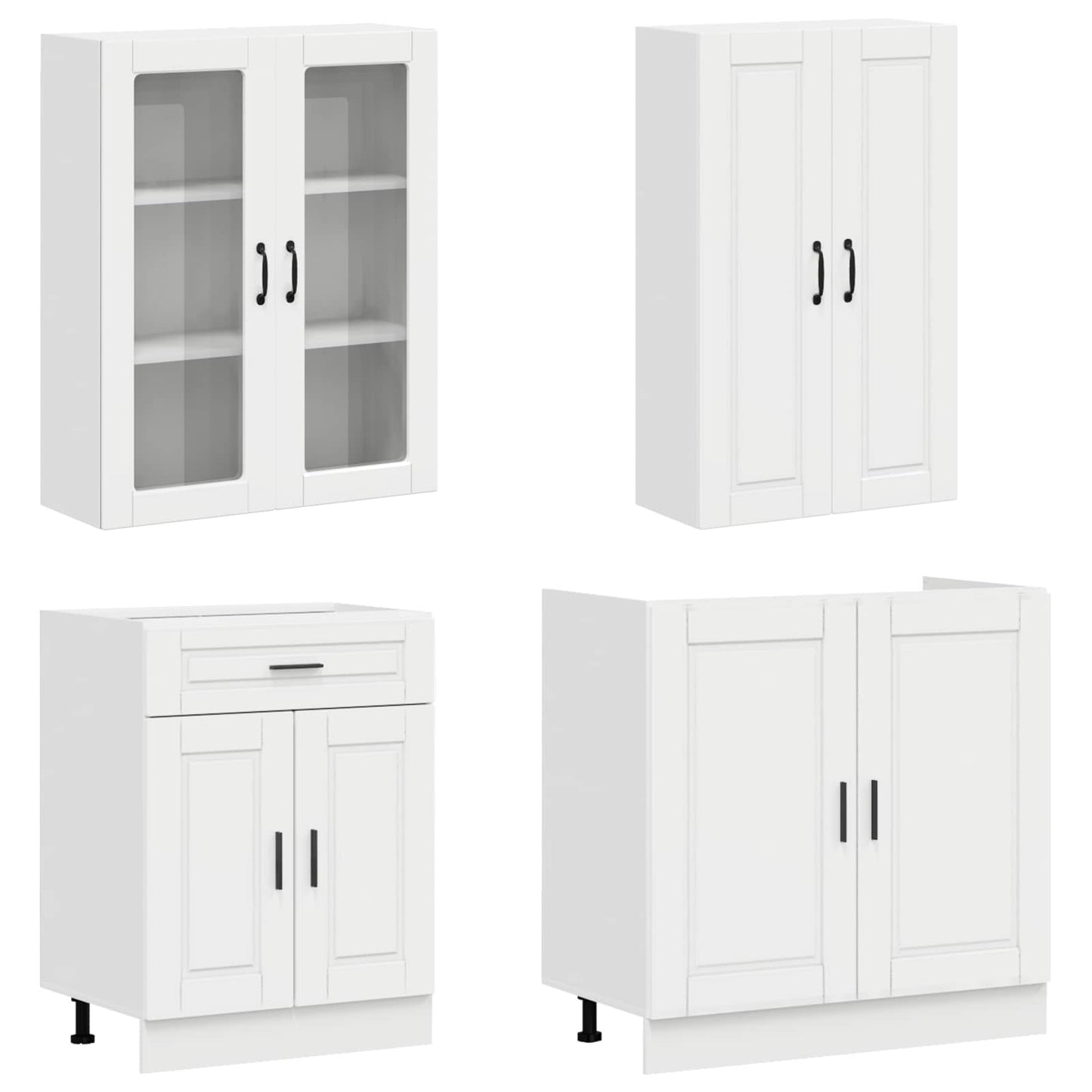 vidaXL Kitchen Unit PORTO 4 pcs High Gloss White Engineered Wood