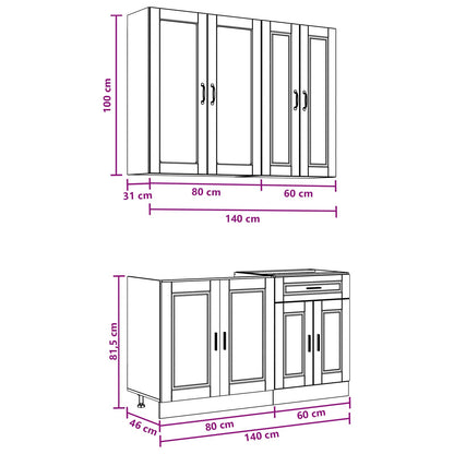 vidaXL Kitchen Unit PORTO 4 pcs High Gloss White Engineered Wood