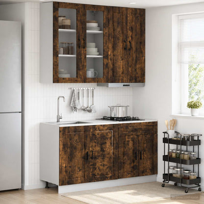vidaXL Kitchen Unit PORTO 4 pcs Smoked Oak Engineered Wood
