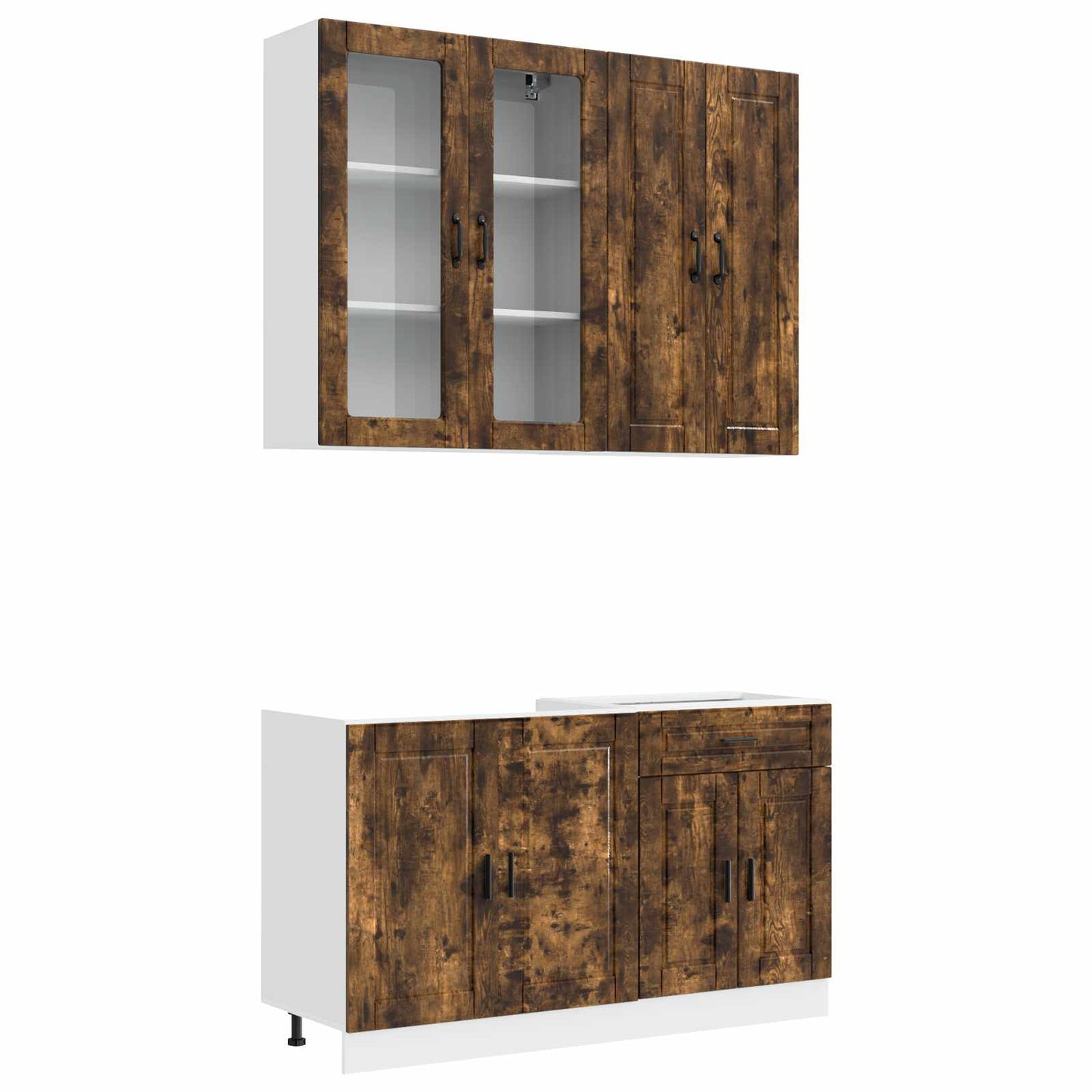 vidaXL Kitchen Unit PORTO 4 pcs Smoked Oak Engineered Wood