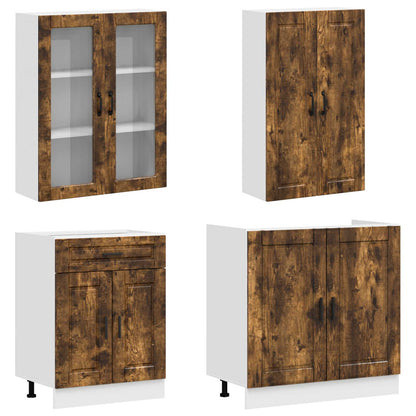 vidaXL Kitchen Unit PORTO 4 pcs Smoked Oak Engineered Wood