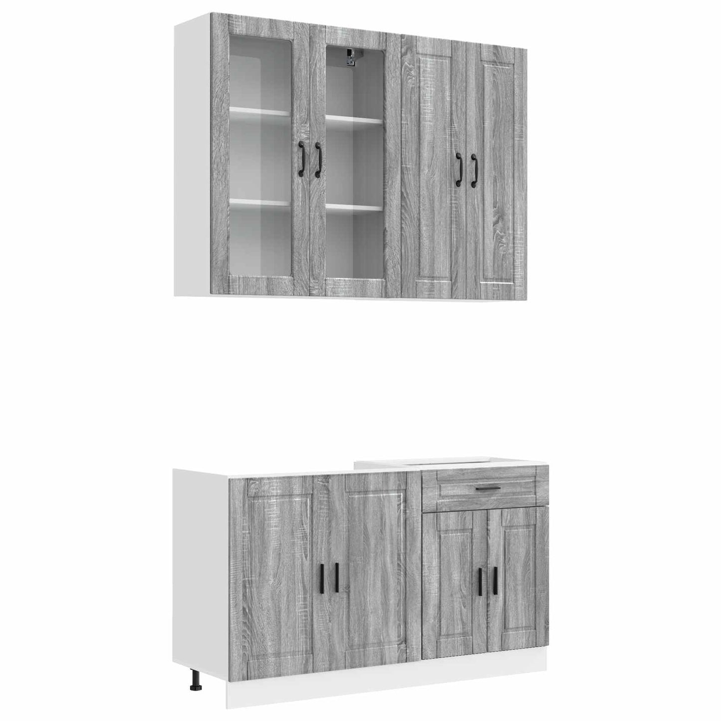 vidaXL Kitchen Unit PORTO 4 pcs Grey Sonoma Engineered Wood