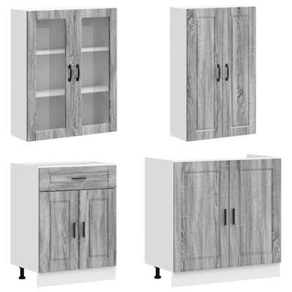 vidaXL Kitchen Unit PORTO 4 pcs Grey Sonoma Engineered Wood