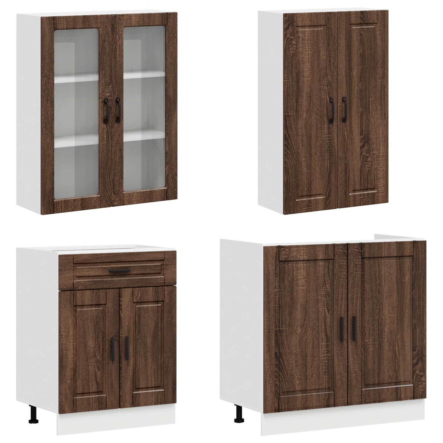 vidaXL Kitchen Unit PORTO 4 pcs Brown Oak Engineered Wood