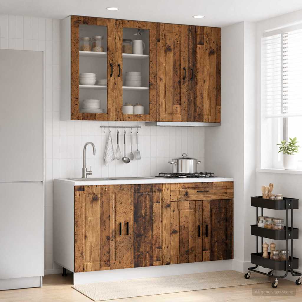 vidaXL Kitchen Unit PORTO 4 pcs Old Wood Engineered Wood