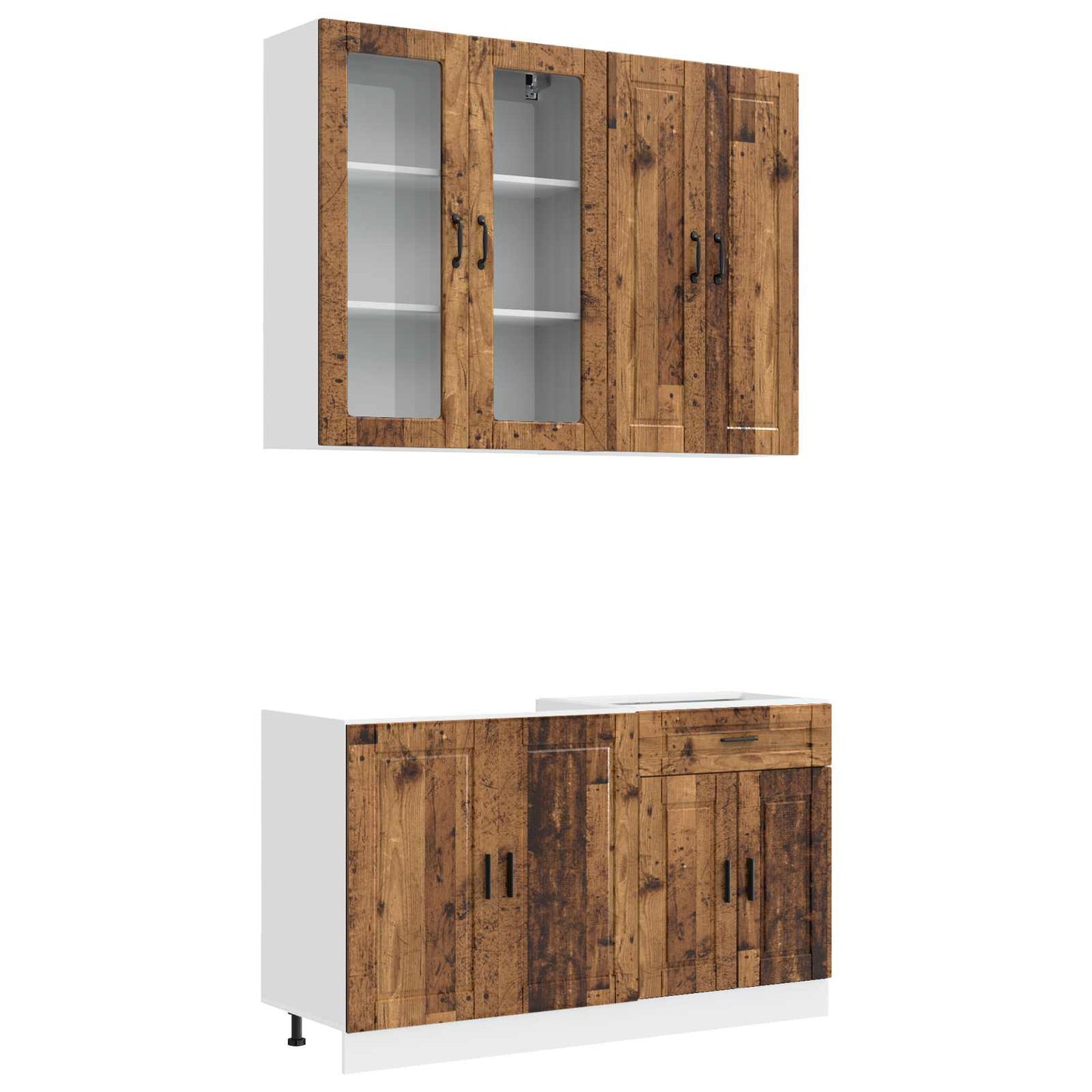 vidaXL Kitchen Unit PORTO 4 pcs Old Wood Engineered Wood