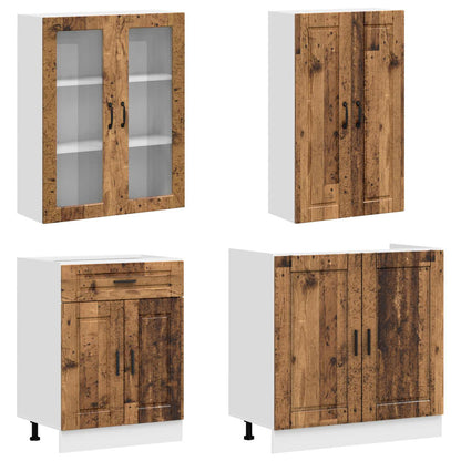 vidaXL Kitchen Unit PORTO 4 pcs Old Wood Engineered Wood
