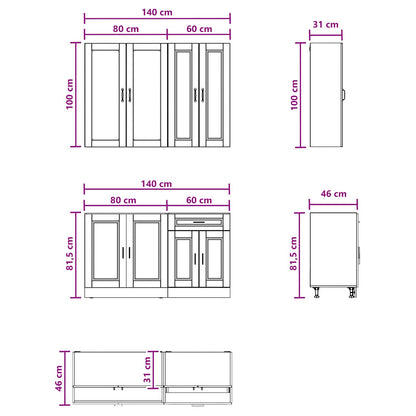 vidaXL Kitchen Unit PORTO 4 pcs Old Wood Engineered Wood