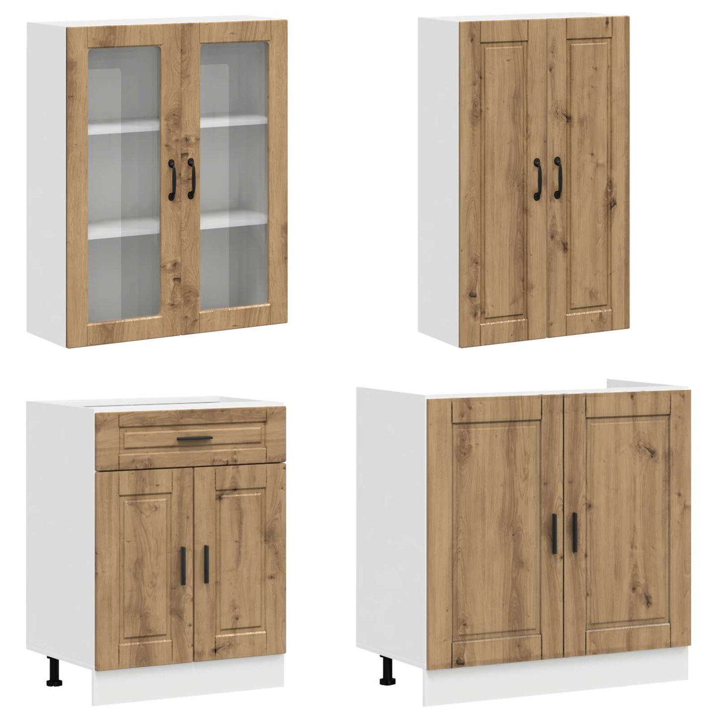 vidaXL Kitchen Unit PORTO 4 pcs Artisan Oak Engineered Wood