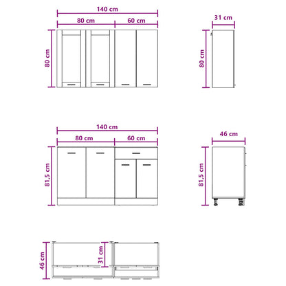 vidaXL Kitchen Unit LYON 4 pcs White Engineered Wood