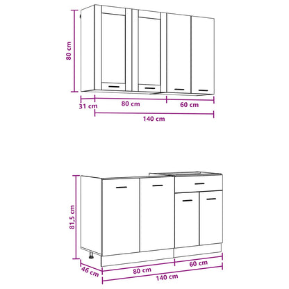vidaXL Kitchen Unit LYON 4 pcs White Engineered Wood
