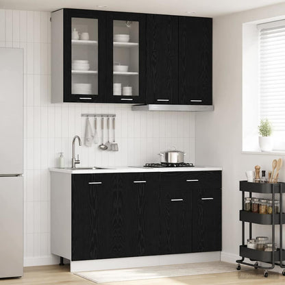 vidaXL Kitchen Unit LYON 4 pcs Black Oak Engineered Wood