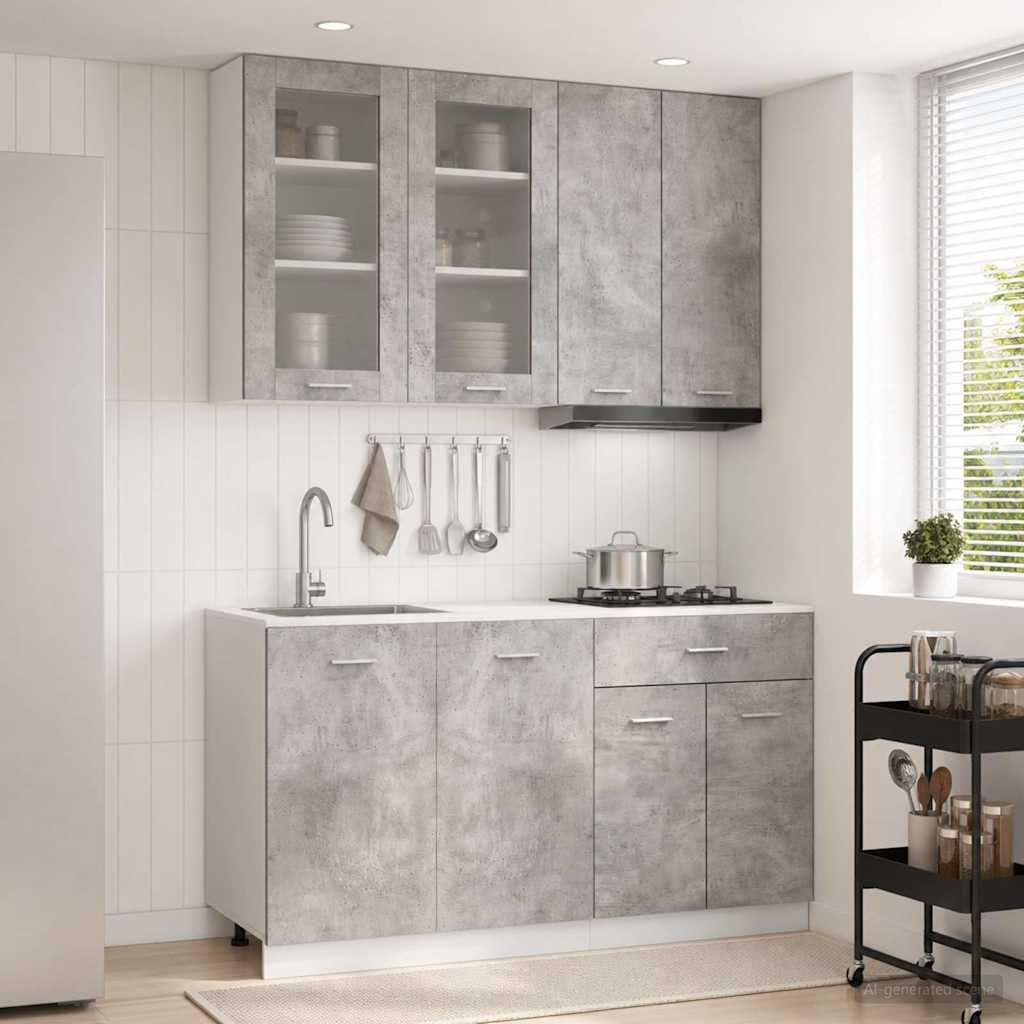 vidaXL Kitchen Unit LYON 4 pcs Concrete Grey Engineered Wood