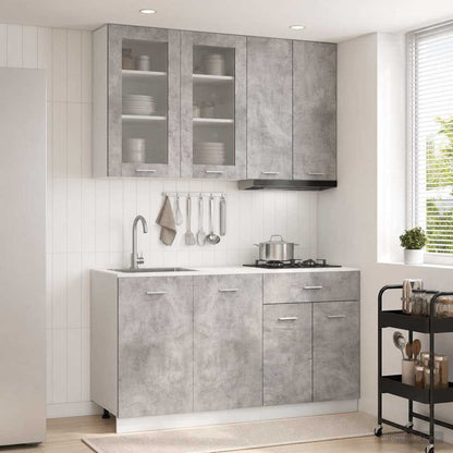 vidaXL Kitchen Unit LYON 4 pcs Concrete Grey Engineered Wood