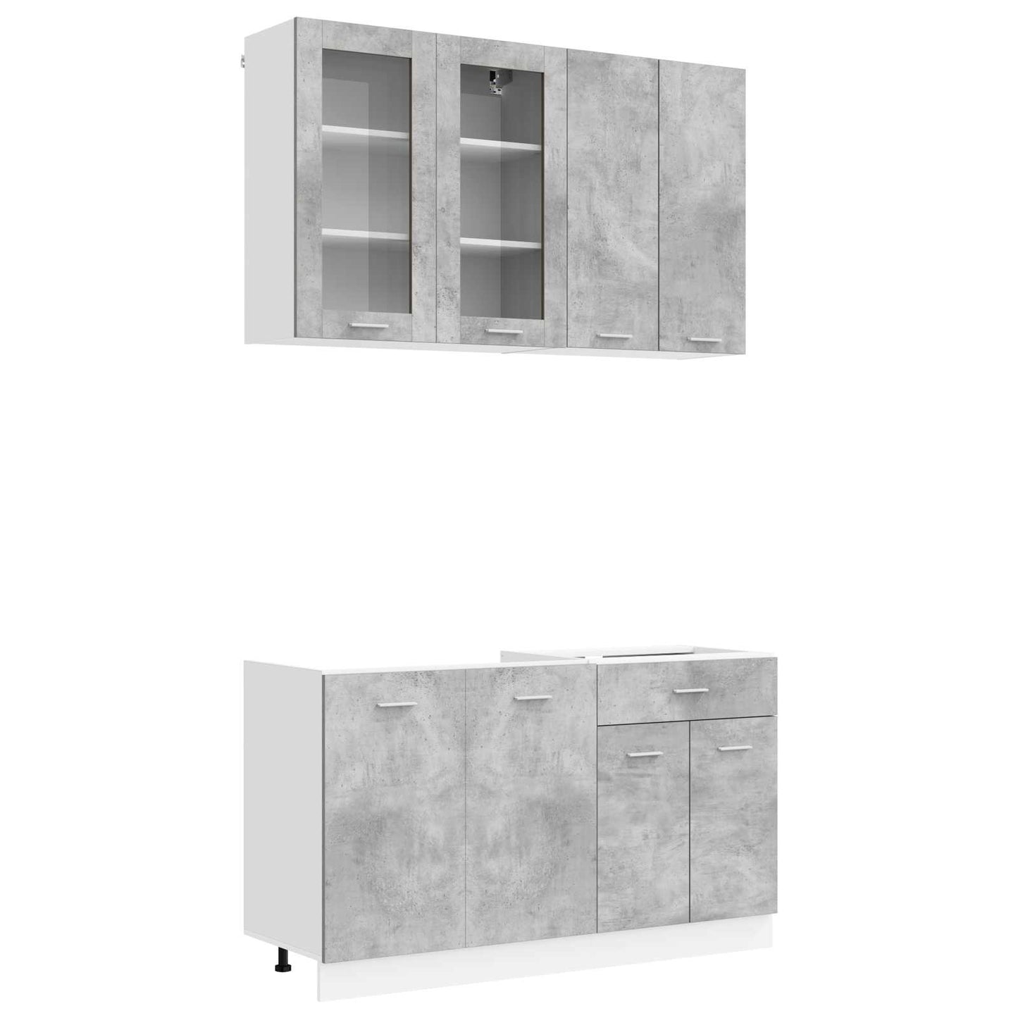 vidaXL Kitchen Unit LYON 4 pcs Concrete Grey Engineered Wood