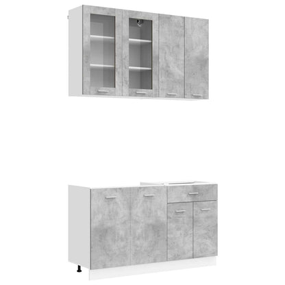vidaXL Kitchen Unit LYON 4 pcs Concrete Grey Engineered Wood