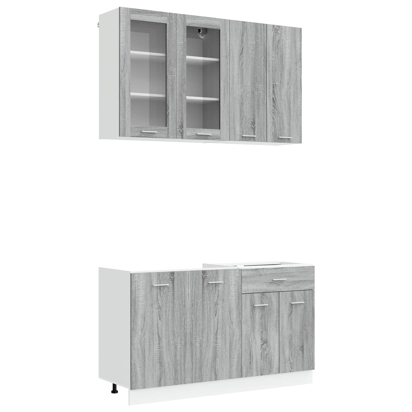 vidaXL Kitchen Unit LYON 4 pcs Grey Sonoma Engineered Wood