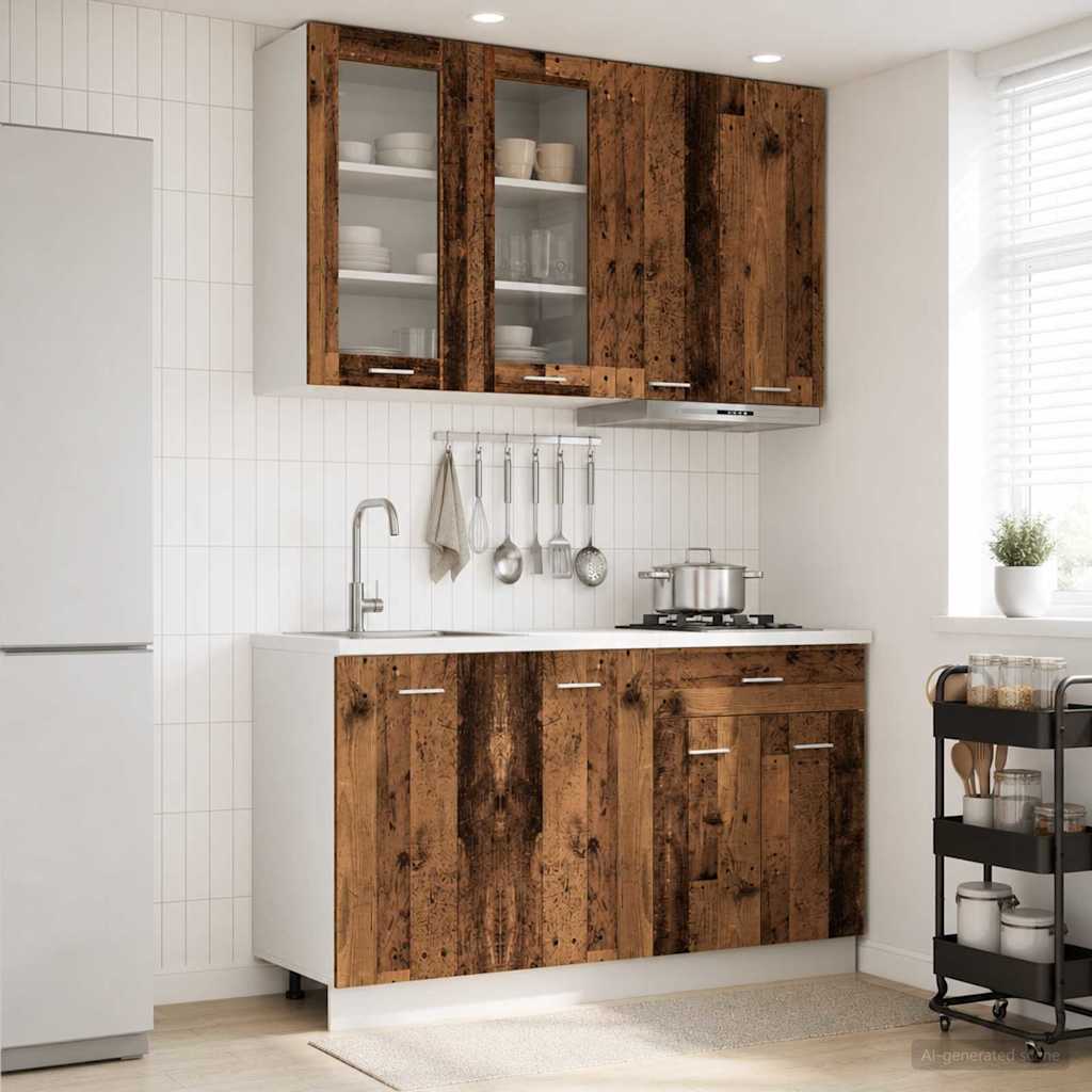 vidaXL Kitchen Unit LYON 4 pcs Old Wood Engineered Wood