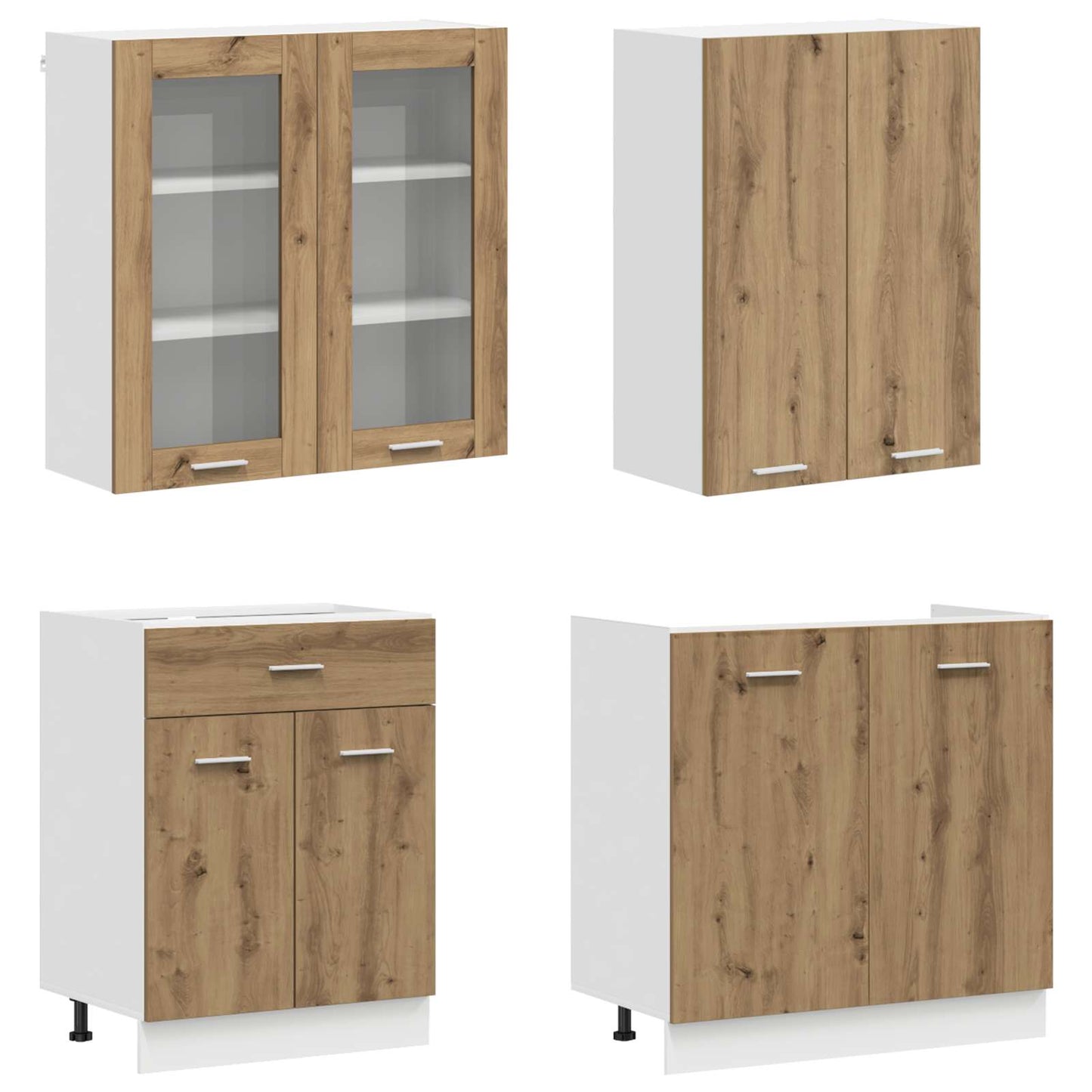 vidaXL Kitchen Unit LYON 4 pcs Artisan Oak Engineered Wood
