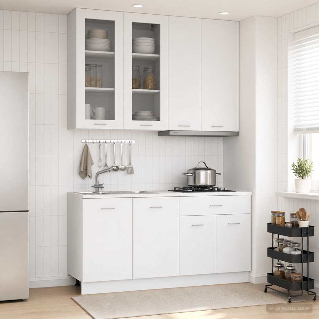 vidaXL Kitchen Unit LYON 4 pcs White Engineered Wood