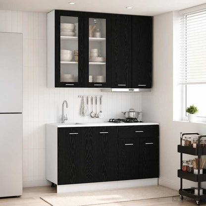 vidaXL Kitchen Unit LYON 4 pcs Black Oak Engineered Wood