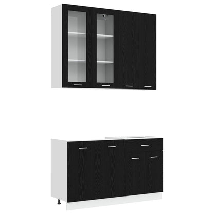 vidaXL Kitchen Unit LYON 4 pcs Black Oak Engineered Wood