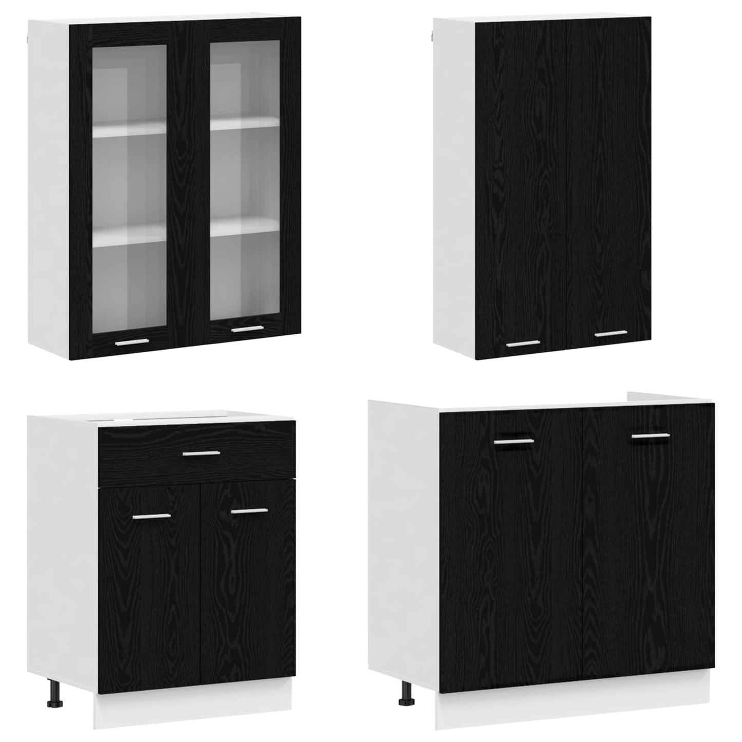 vidaXL Kitchen Unit LYON 4 pcs Black Oak Engineered Wood