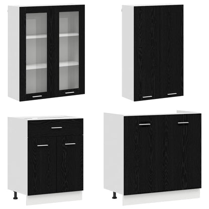vidaXL Kitchen Unit LYON 4 pcs Black Oak Engineered Wood