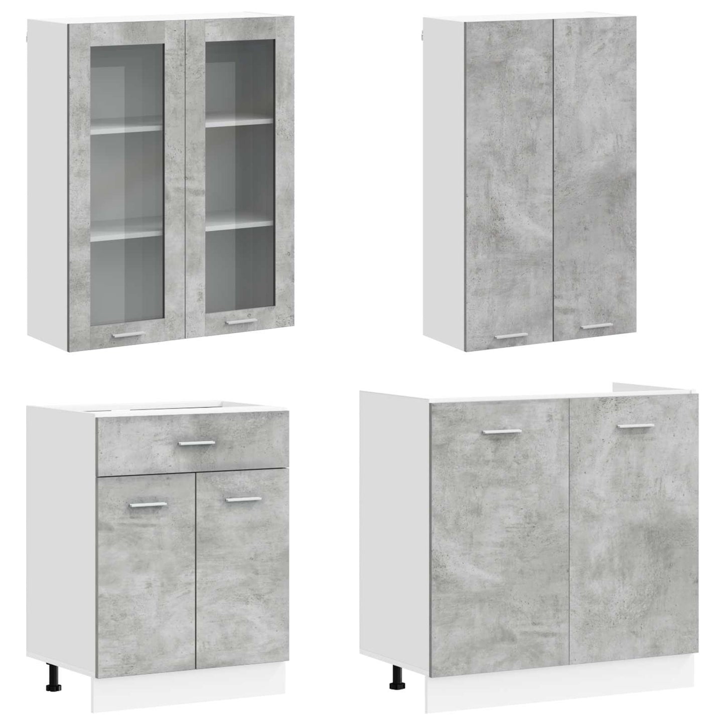 vidaXL Kitchen Unit LYON 4 pcs Concrete Grey Engineered Wood