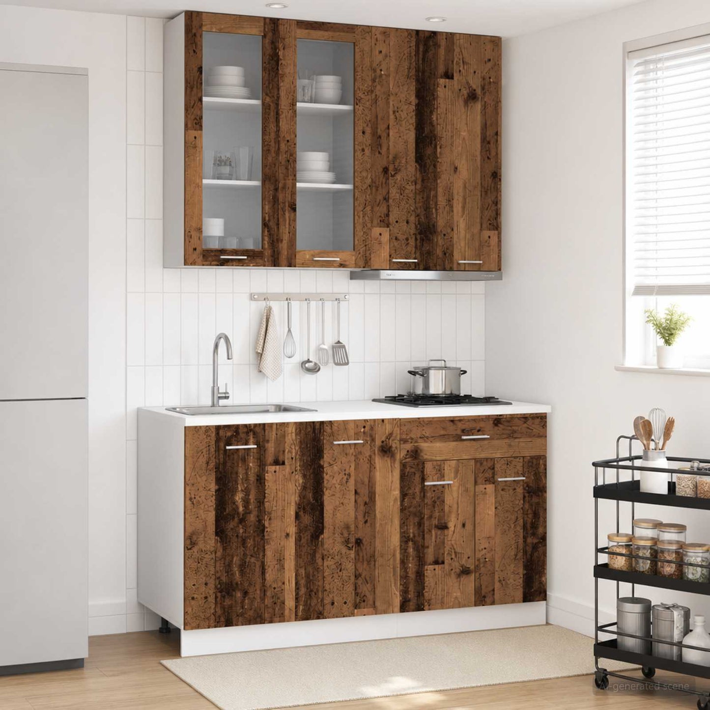 vidaXL Kitchen Unit LYON 4 pcs Old Wood Engineered Wood