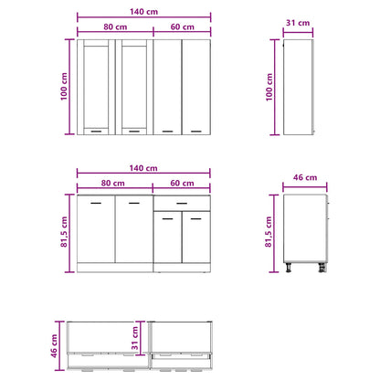 vidaXL Kitchen Unit LYON 4 pcs Old Wood Engineered Wood