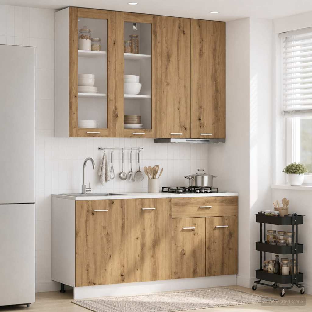 vidaXL Kitchen Unit LYON 4 pcs Artisan Oak Engineered Wood