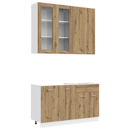 vidaXL Kitchen Unit LYON 4 pcs Artisan Oak Engineered Wood