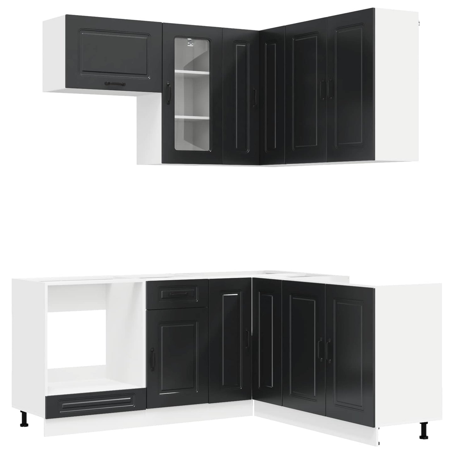 vidaXL Kitchen Unit KALMAR 8 pcs Black Engineered Wood