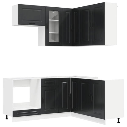 vidaXL Kitchen Unit KALMAR 8 pcs Black Engineered Wood