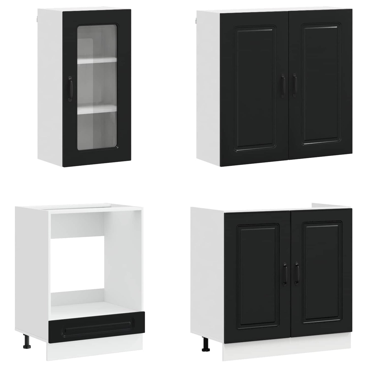 vidaXL Kitchen Unit KALMAR 8 pcs Black Engineered Wood