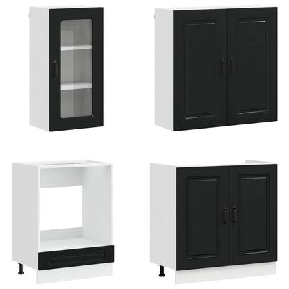 vidaXL Kitchen Unit KALMAR 8 pcs Black Engineered Wood